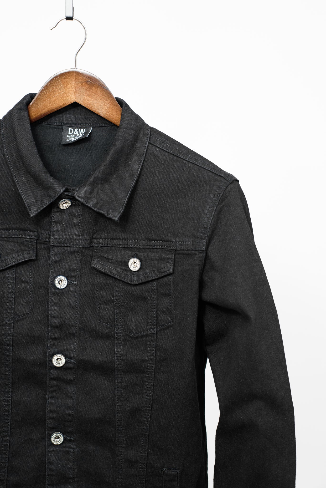 Solid black 2024 denim jacket