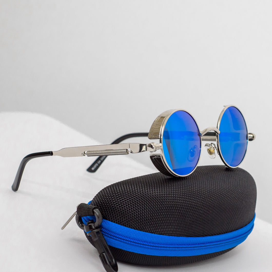 Mirrored Steampunk Round Sunglasses