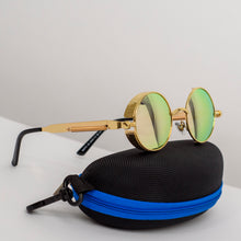 Load image into Gallery viewer, Mirrored Steampunk Round Sunglasses
