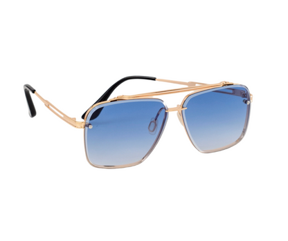 Men Full Rim Square Double Bridge Alloy Frame Sunglasses