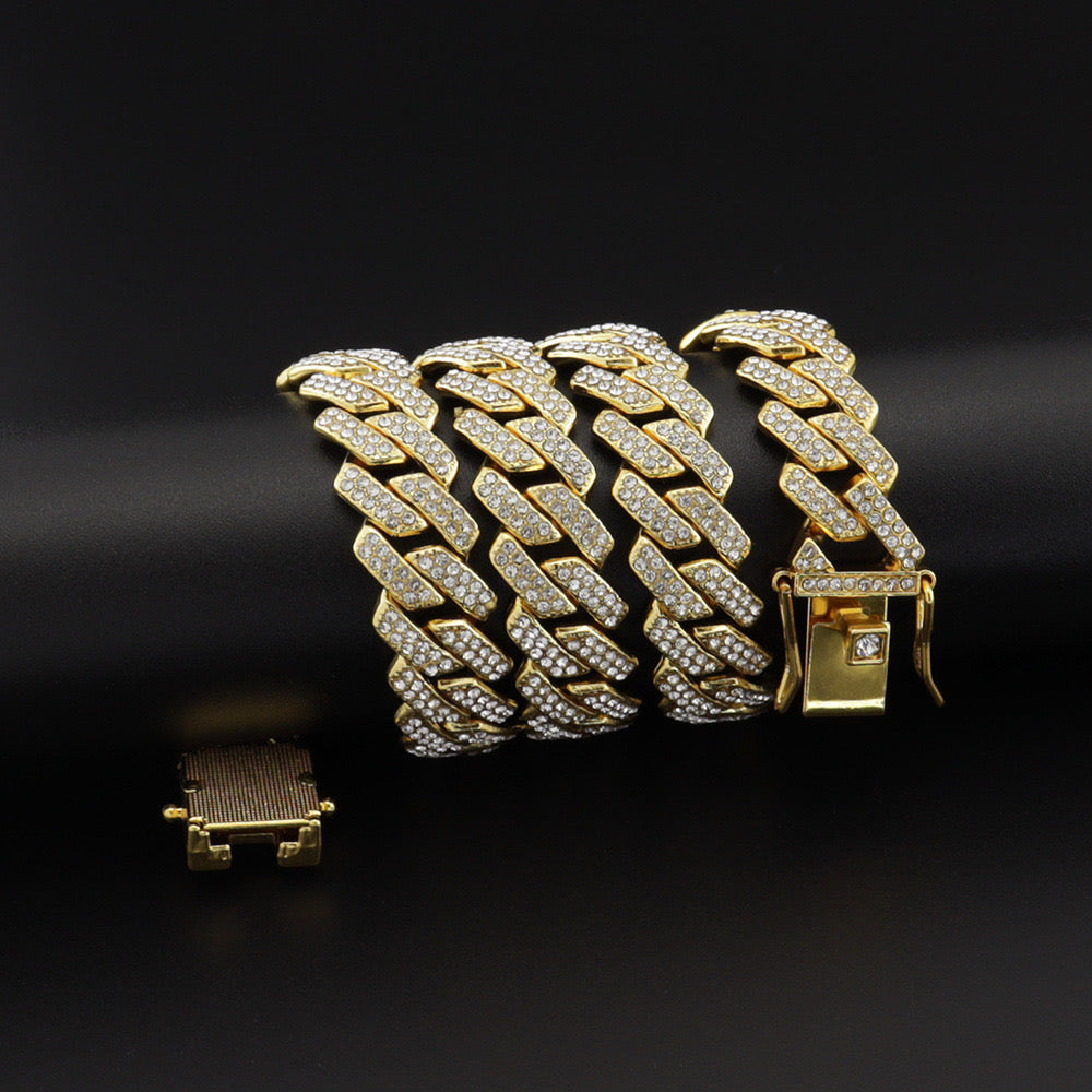 Iced Cuban Link Necklace & Bracelet Set