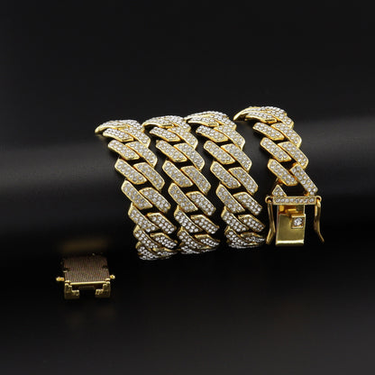 Iced Cuban Link Necklace & Bracelet Set