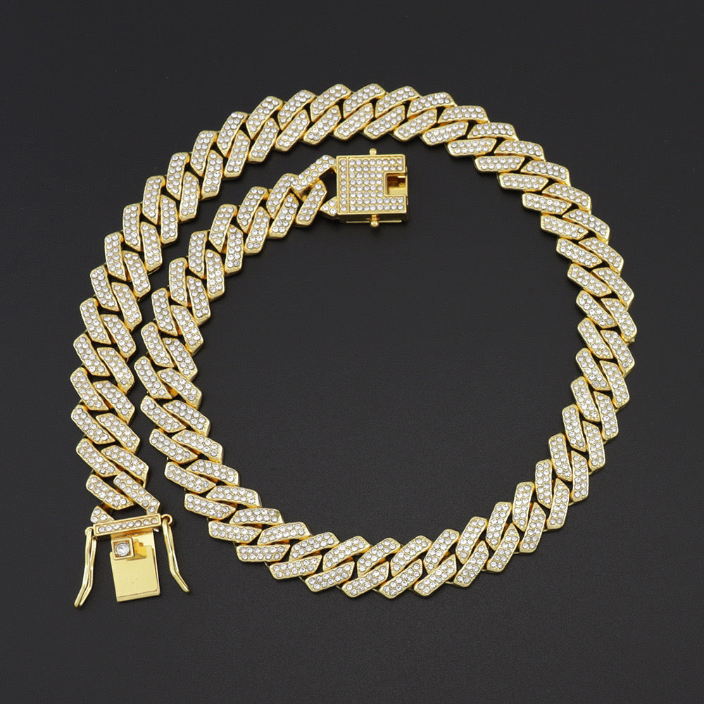Iced Cuban Link Necklace & Bracelet Set