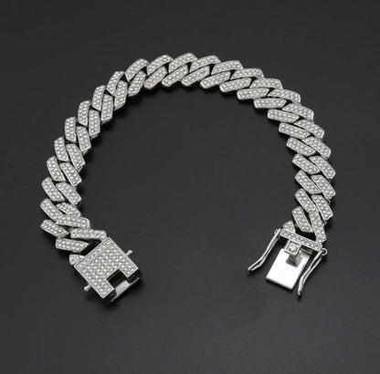 Iced Cuban Link Necklace & Bracelet Set