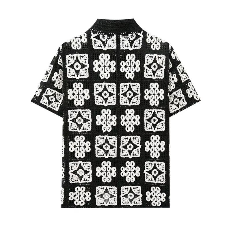 LOWKAL Heritage Tile Crochet Shirt