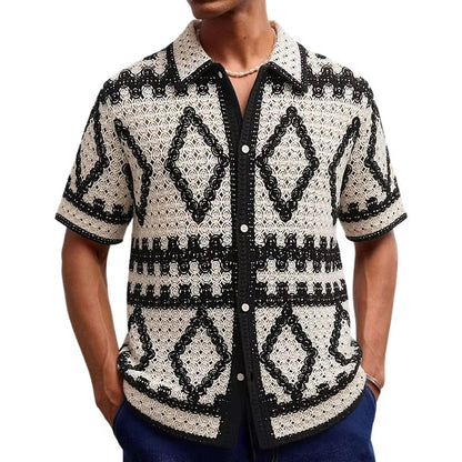 Monochrome Diamond Crochet Shirt