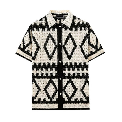 Monochrome Diamond Crochet Shirt
