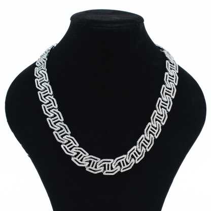 Iced Infinity Link Necklace & Bracelet Set