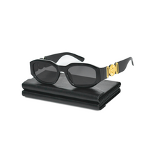 Load image into Gallery viewer, Luxe Medallion Retro Black Sunglasses

