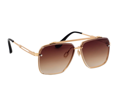 Men Full Rim Square Double Bridge Alloy Frame Sunglasses