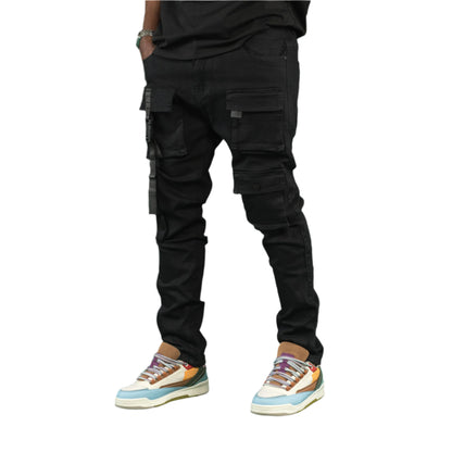 Men’s Skinny Multi-Pocket Cargo Duffey Denim Jeans ONLY