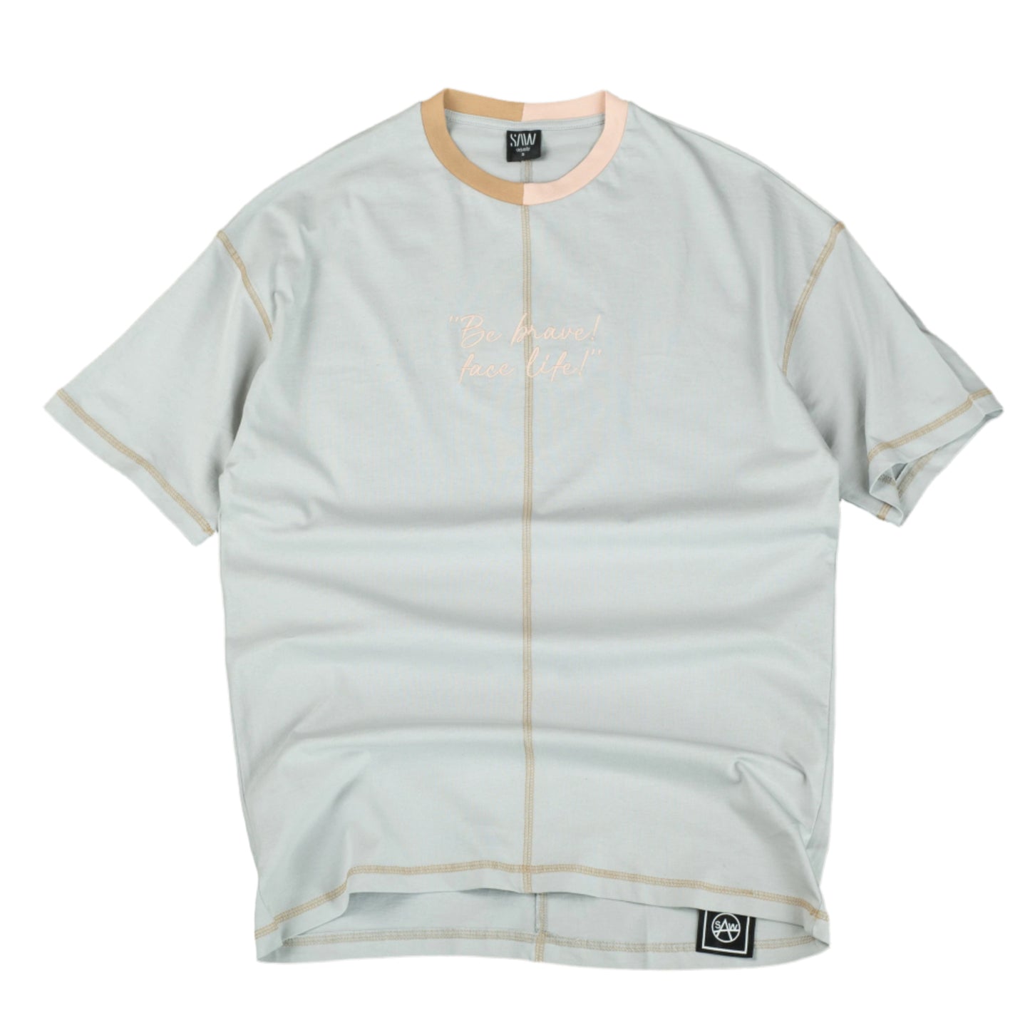 Men Letter Graphic( Be Brave!, Face Life!) Over Size T-shirt