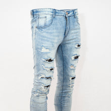 Load image into Gallery viewer, Men’s Distressed Ripped Washed Blue
