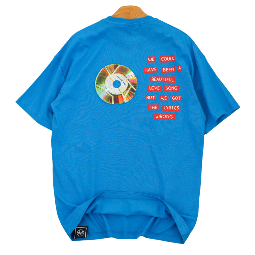 Men Broken CD Letter Graphic Tshirt