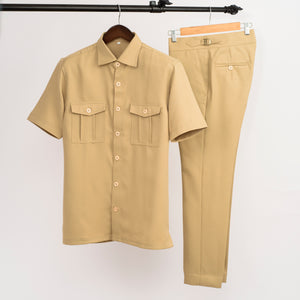 Men Double Pocket Safari Inspired Short Sleeve Shirts ONLY