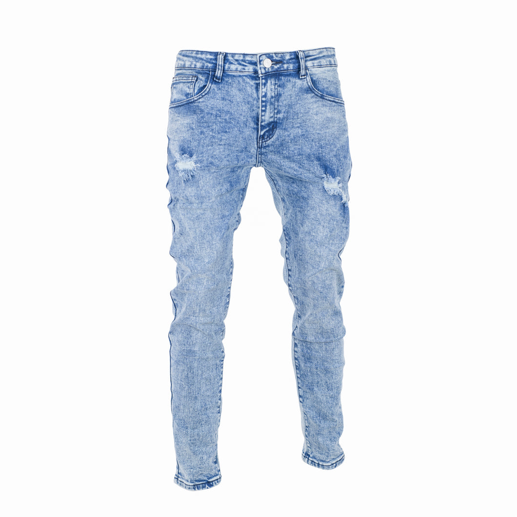 Men Light Blue SR Stone Wash Skinny Jeans