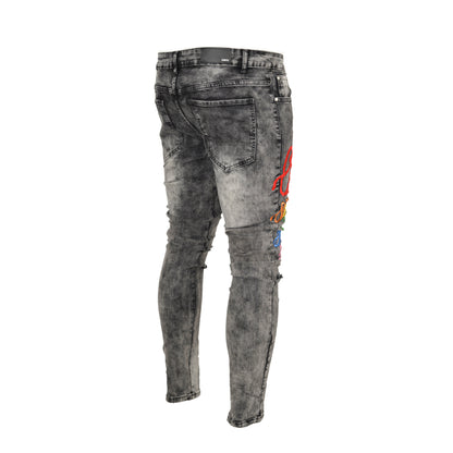 Men Embroidered Graphic denim Fashion Jeans