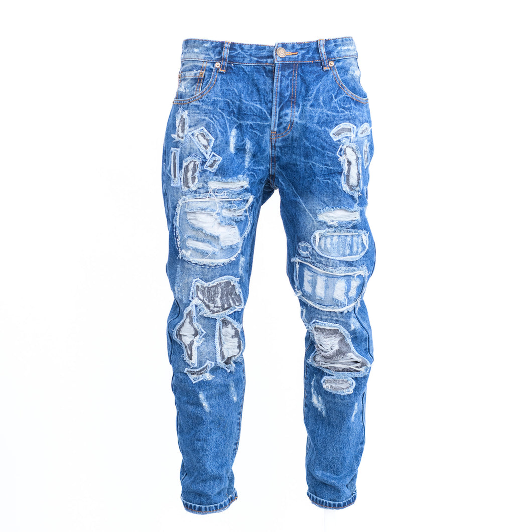 Men Vintage Distressed Ripped Jeans