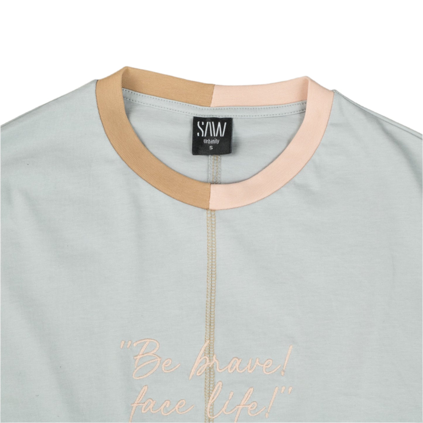 Men Letter Graphic( Be Brave!, Face Life!) Over Size T-shirt