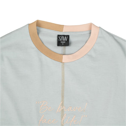 Men Letter Graphic( Be Brave!, Face Life!) Over Size T-shirt