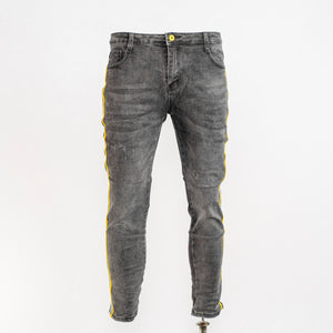 Men Pin Stripe Grey Skinny Jeans