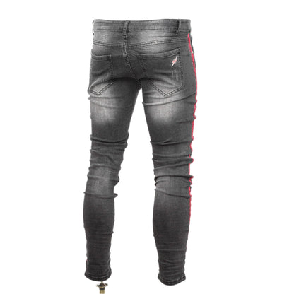 Men’s Distressed Side stripe Grey Skinny Jeans