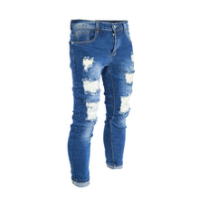 Load image into Gallery viewer, Men’s Dark Blue Skinny Ripped Jeans
