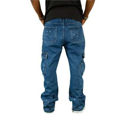 Urban Splatter Slim Flare Cargo Jeans ONLY