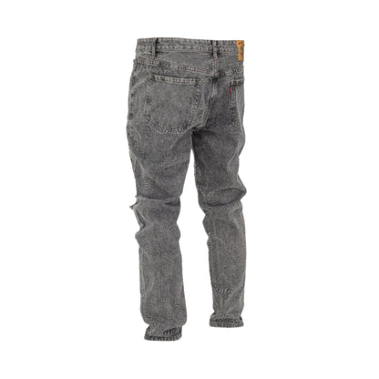 Men Vintage Distressed Ripped Straight Cut Non Stretch Denim Jeans.