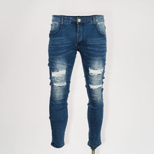 Load image into Gallery viewer, Men’s Skinny Dirty Blue ripped FOG Jean
