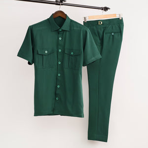 Men Double Pocket Safari Inspired Short Sleeve Shirts ONLY