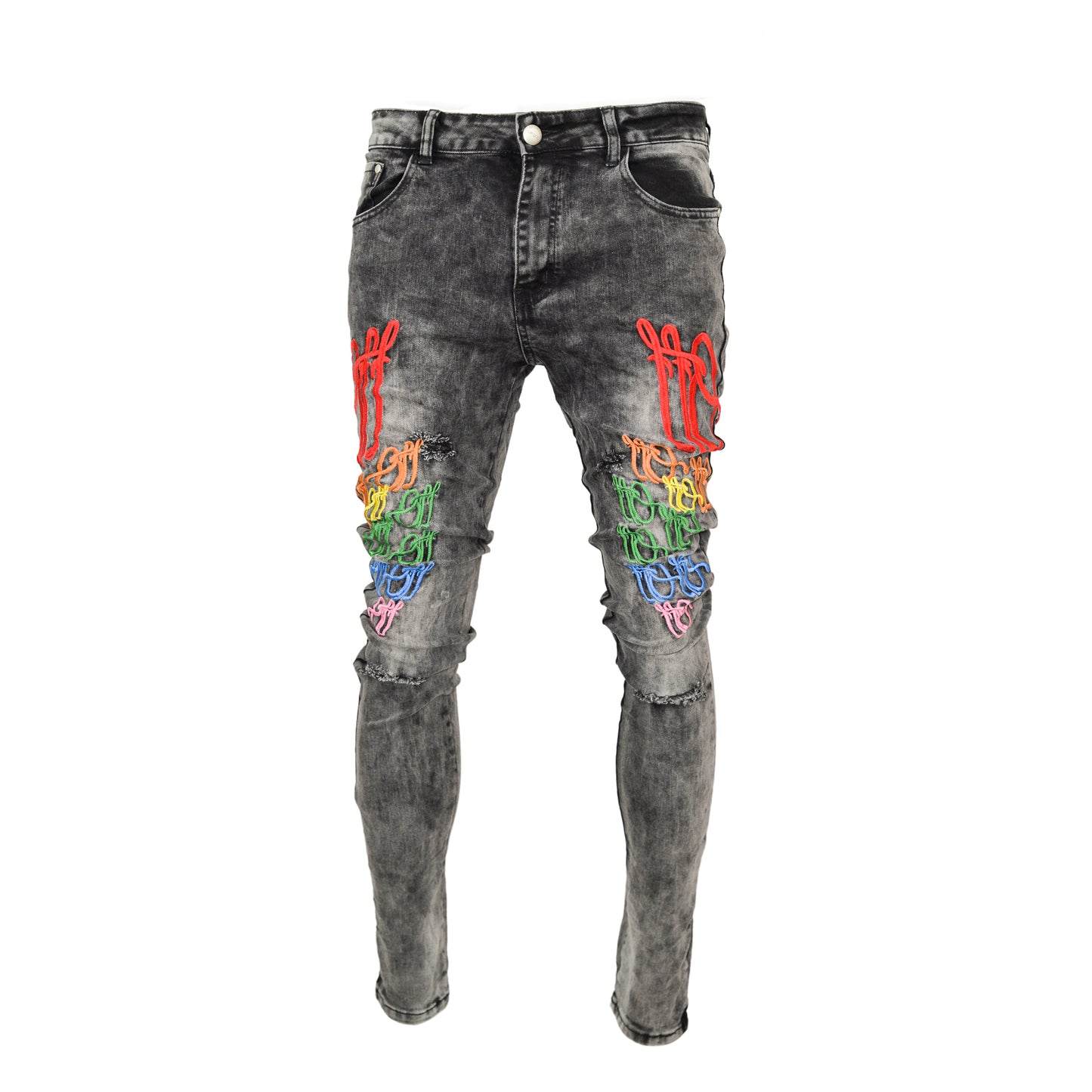 Men Embroidered Graphic denim Fashion Jeans