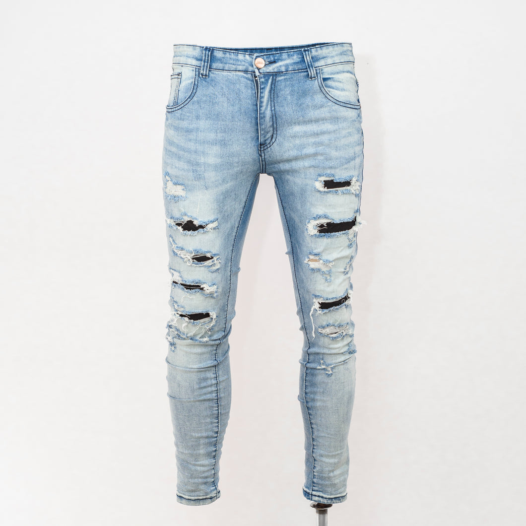 Men’s Distressed Ripped Washed Blue