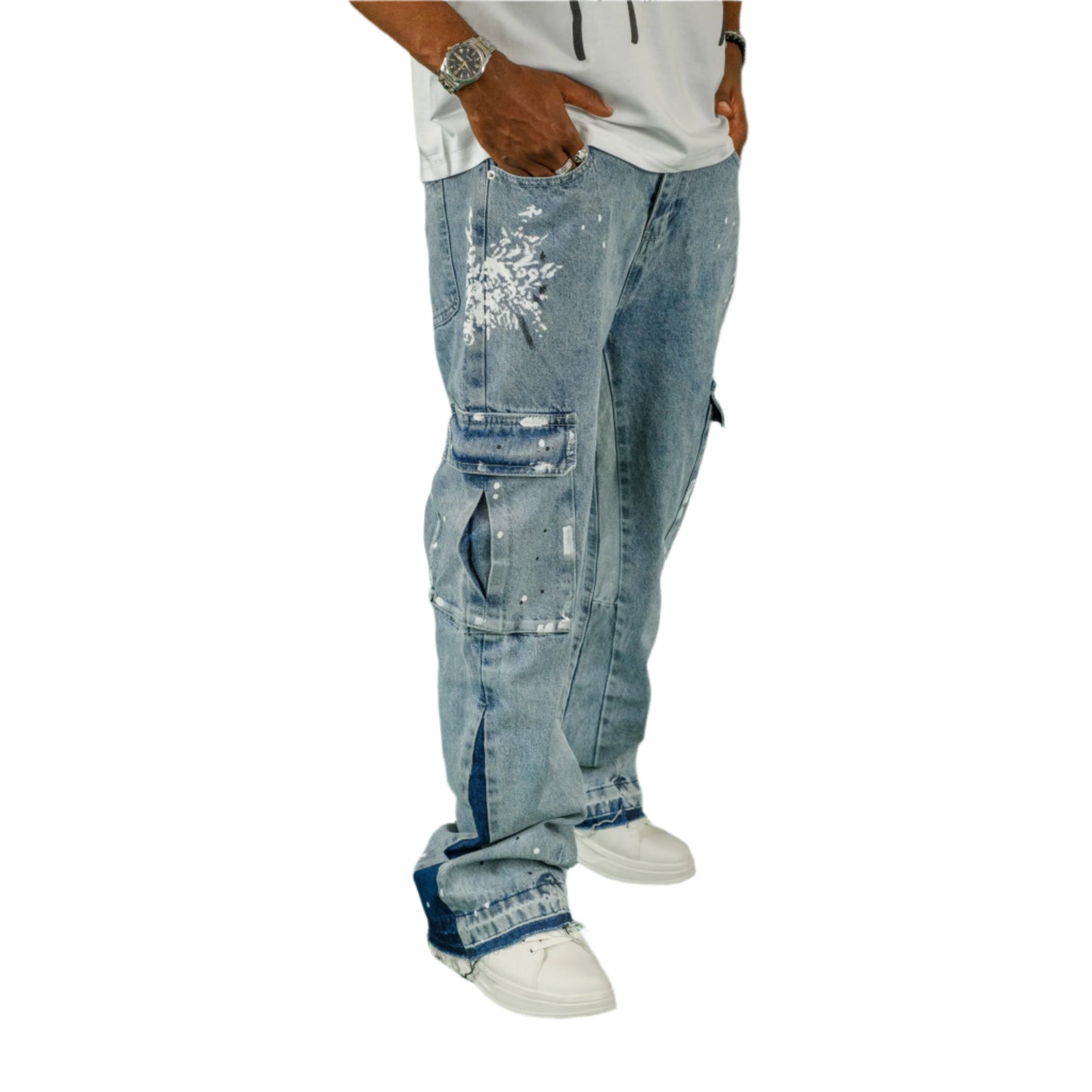 Urban Splatter Slim Flare Cargo Jeans ONLY