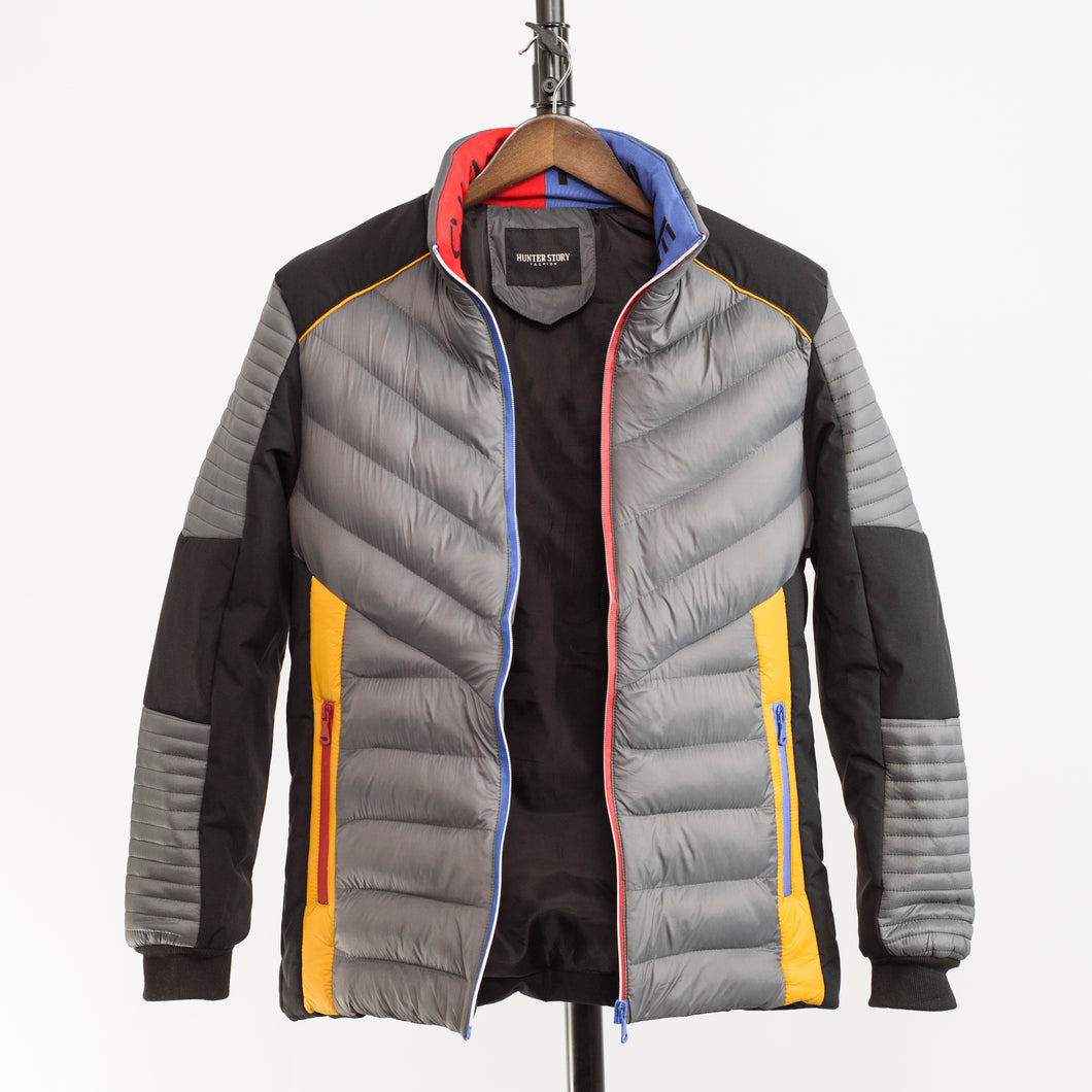 Lowkal Men Fashion Quilted Light Puffer Colour Block Jacket