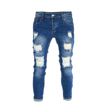 Load image into Gallery viewer, Men’s Dark Blue Skinny Ripped Jeans
