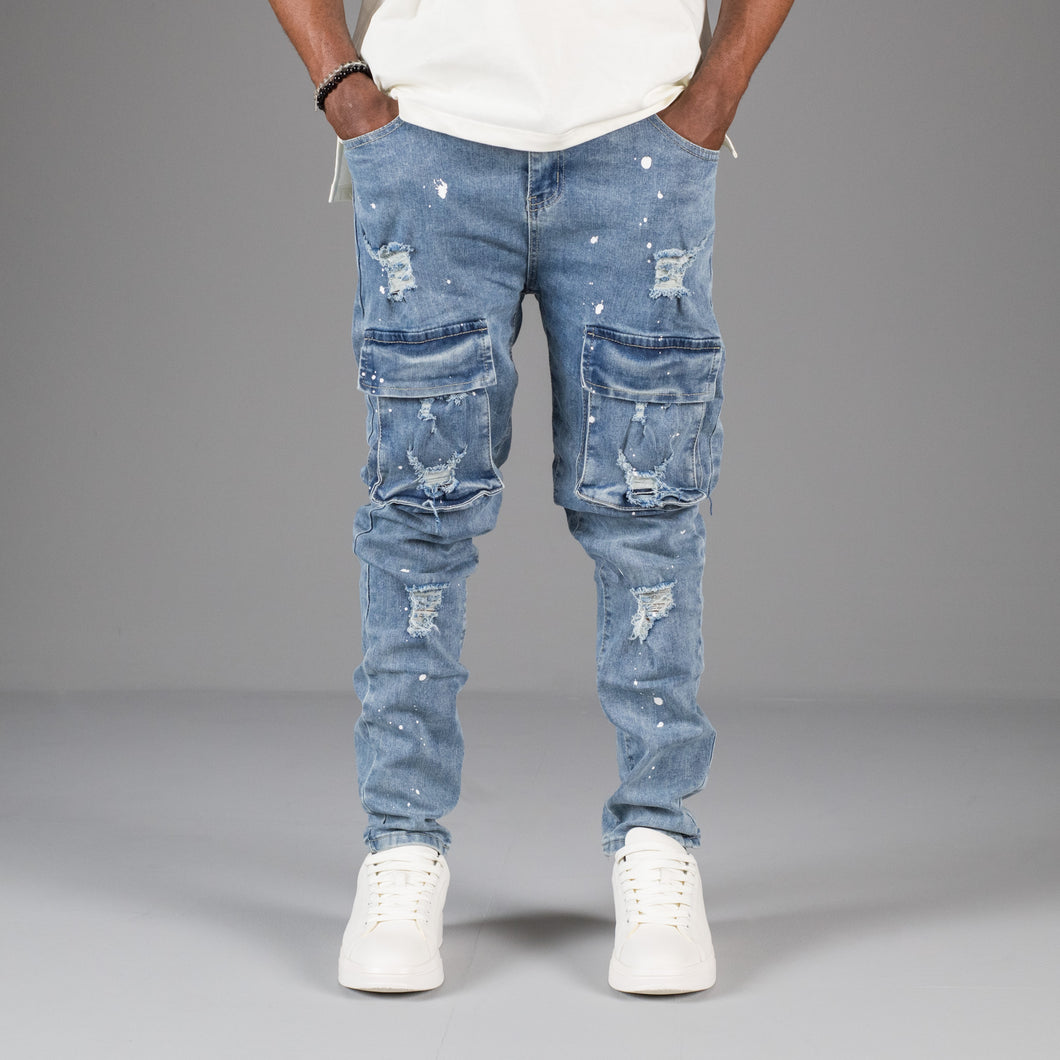 Alive Skinny Distressed Cargo Jeans ONLY