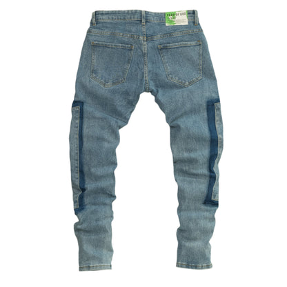 Distressed Denim Patchwork Jeans