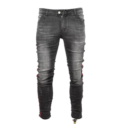 Men’s Distressed Side stripe Grey Skinny Jeans