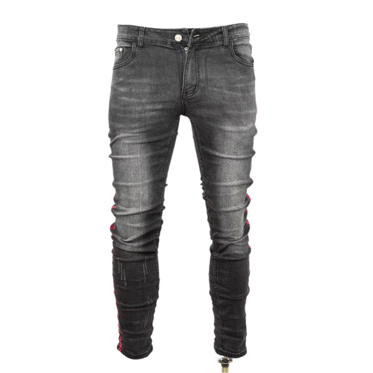 Men’s Distressed Side stripe Grey Skinny Jeans