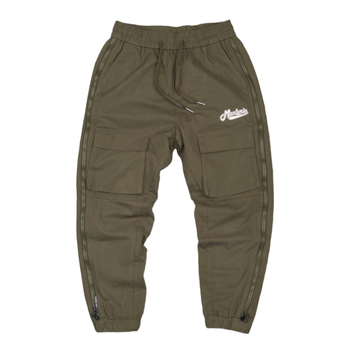 Cargo Joggers with Side Zips - Olive