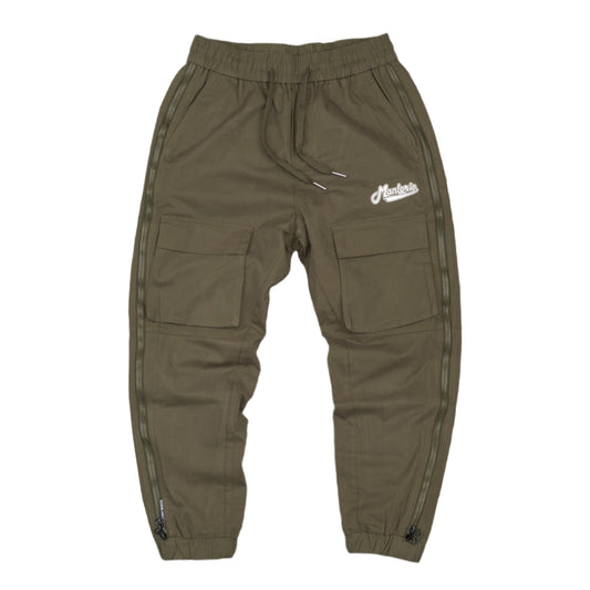 Cargo Joggers with Side Zips - Olive