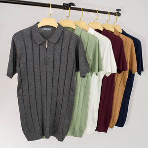 Men Solid Colour Knit Polo Shirts