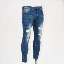 Load image into Gallery viewer, Men’s Skinny Dirty Blue ripped FOG Jean
