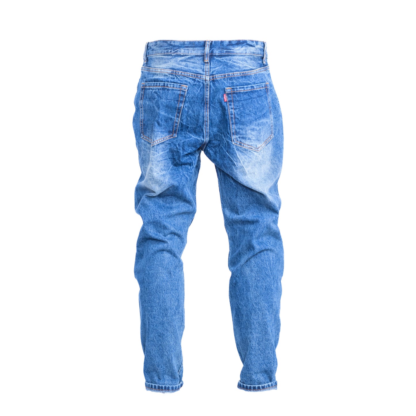 Men Vintage Distressed Ripped Straight Cut Non Stretch Denim Jeans.