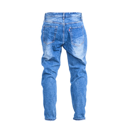 Men Vintage Distressed Ripped Straight Cut Non Stretch Denim Jeans.