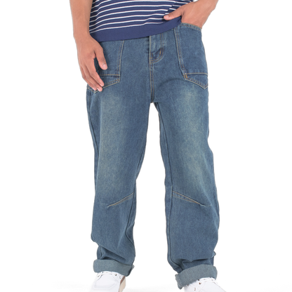 Retro Axis Panelled Loose Fit Denim