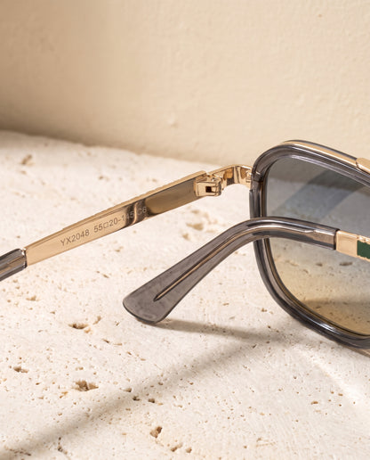 LOWKAL Executive Double-Bar Square Sunglasses