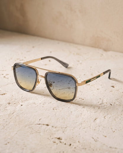 LOWKAL Executive Double-Bar Square Sunglasses