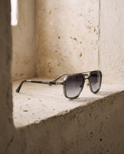 LOWKAL Executive Double-Bar Square Sunglasses